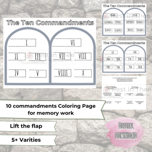 10 Commandments Catholic Coloring Page - Woo Commerce Shop Image Graphic with text, banners, and worksheet images homeschool resources
