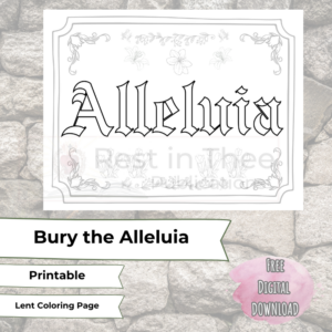 LentEaster Bury the Alleluia Woo Commerce Free Printable Shop Icon Stone with coloring page preview for Catholics