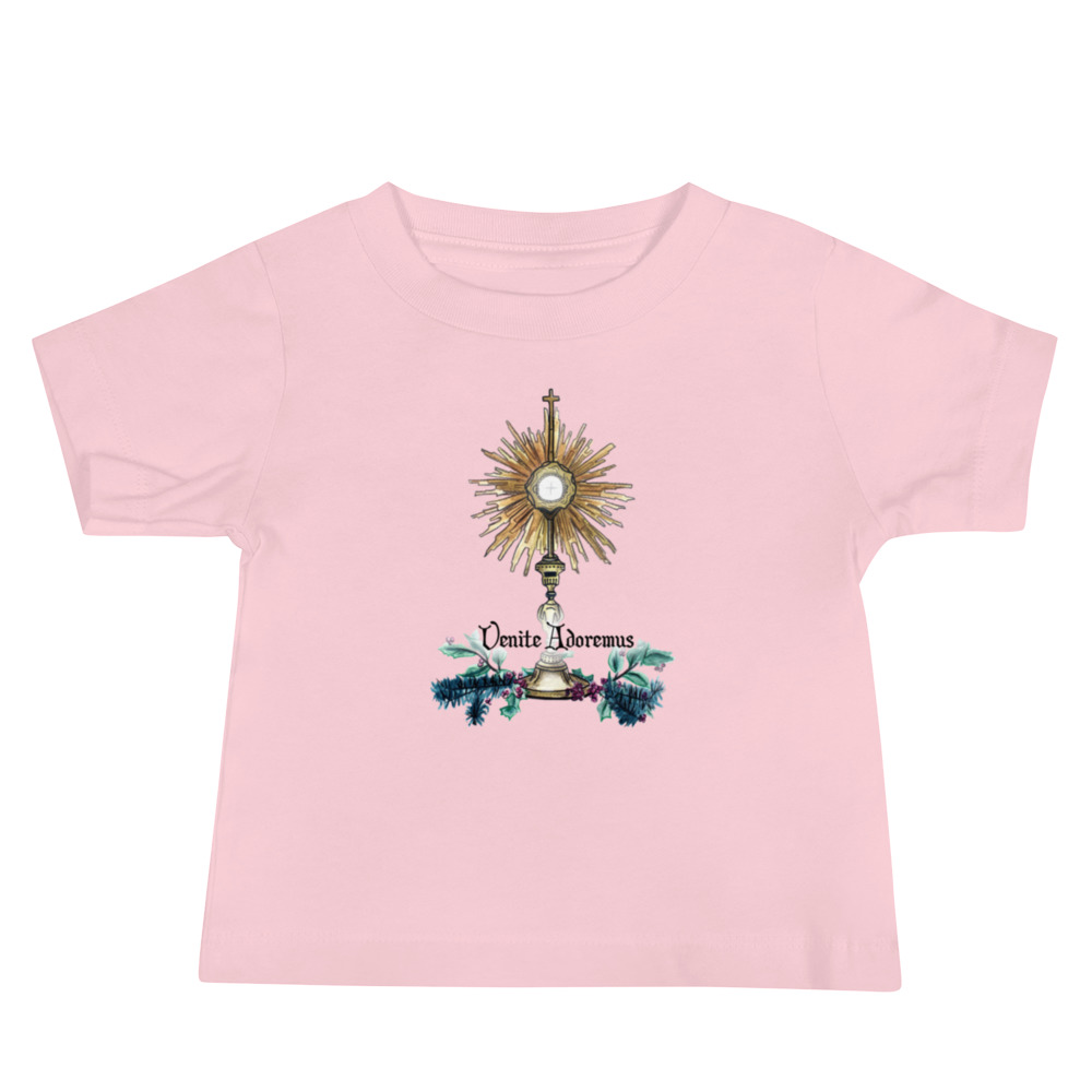 Eucharistic Christmas Venite Adoremus Baby Jersey Short Sleeve Tee