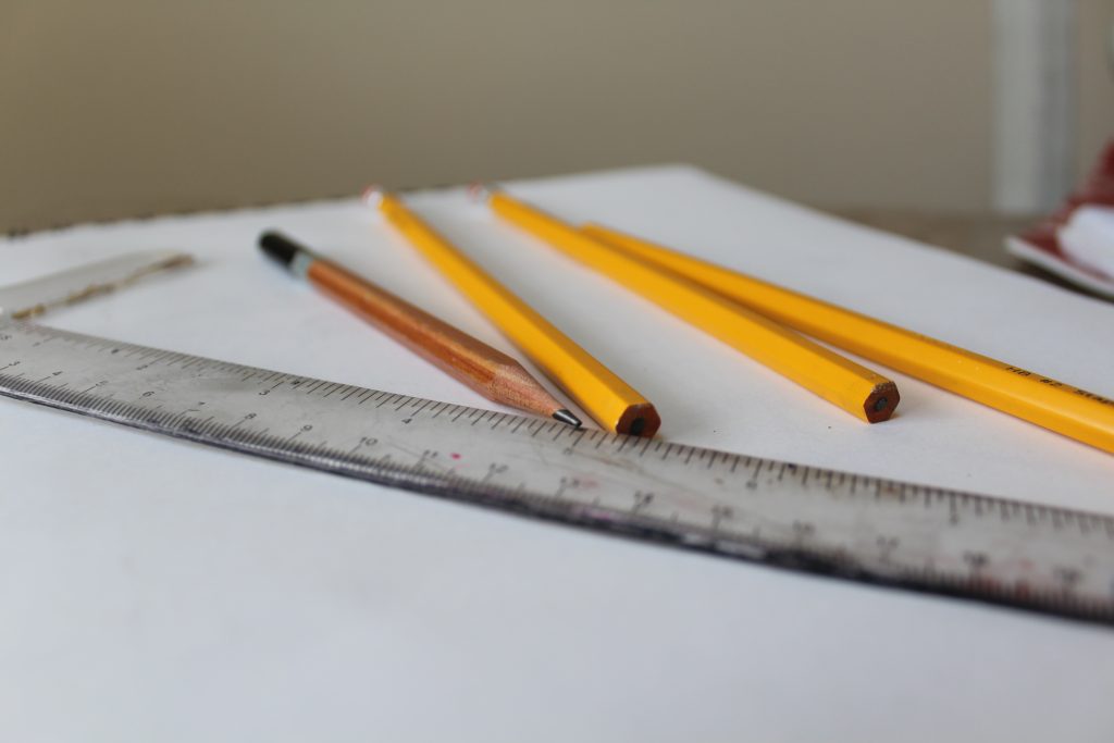 online homeschool classes pencil, t square and paper for drawing supplies